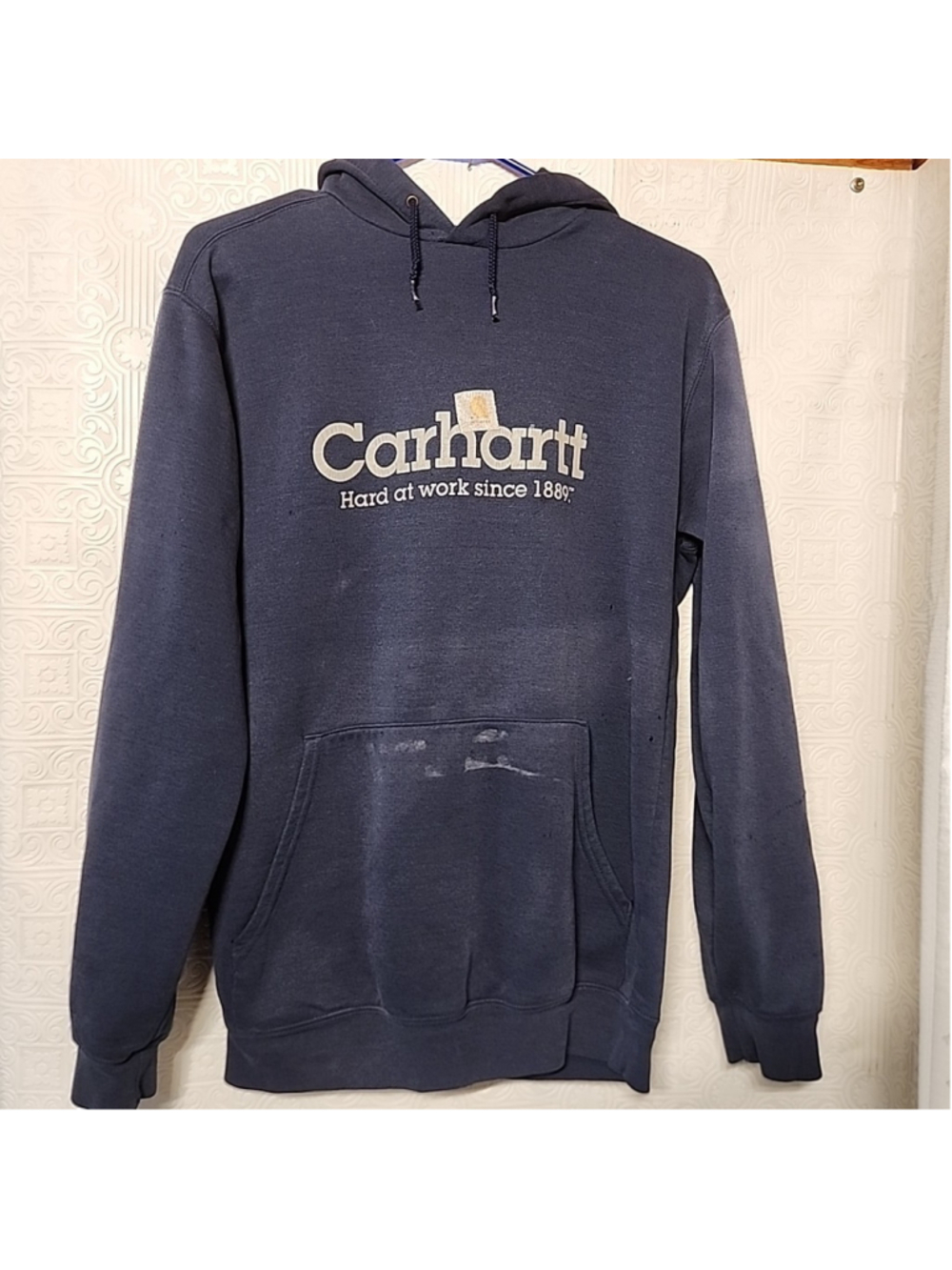 Carhartt Hoodie vtg Y2K Streetwear Grunge Faded Work Wear Distressed Trashed Sm